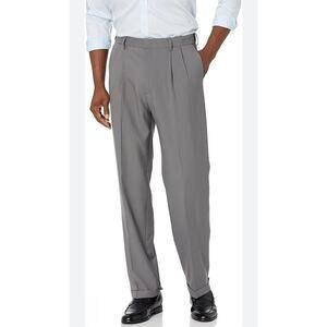 Haggar Premium Comfort Pleated Dress ants Classic Fit Medium Grey